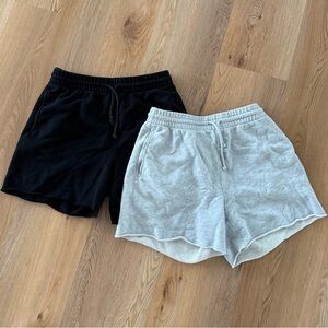 Aritzia TNA Terry Fleece Boyfriend 6" Sweatshorts in Grey and Black